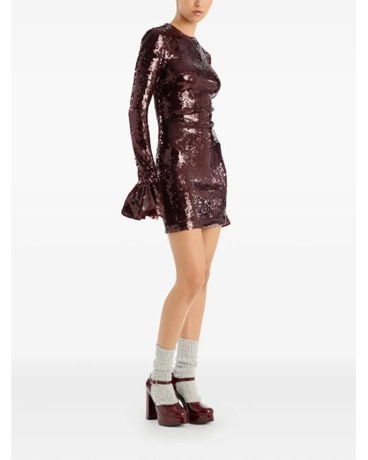 ROTATE BIRGER CHRISTENSEN Purple Sequin-Embellishment Mini Dress