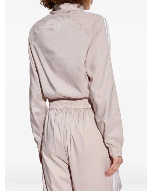 Adidas Pink Three-Stripe Cropped Track Jacket