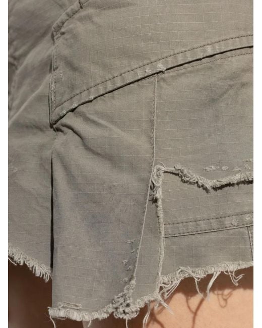 Balenciaga Green Frayed-Detail Mini Skirt