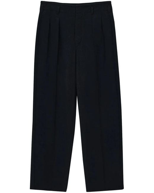 Lemaire Blue Pleat-Detailing Straight-Leg Trousers for men