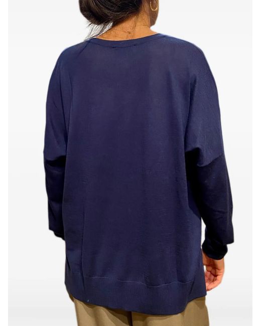 Gran Sasso Blue V-Neck Long-Sleeve Sweater