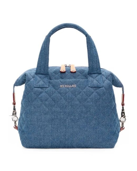 MZ Wallace Blue Small Sutton Deluxe Quilted Tote Bag