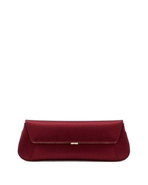 AMINA MUADDI Red Satin Logo Clutch Bag