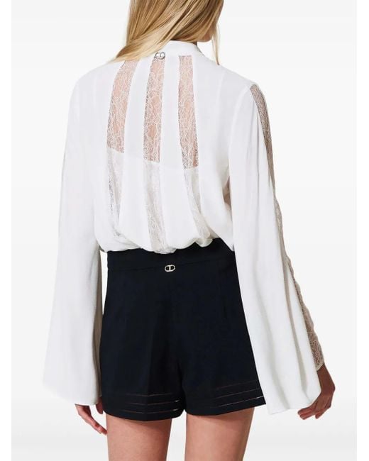 Twinset Black Embroidered Straight-Leg Shorts