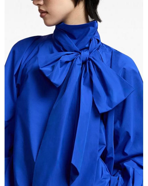 Essentiel Antwerp Blue Keily Pussy-Bow Voluminous-Sleeve Blouse