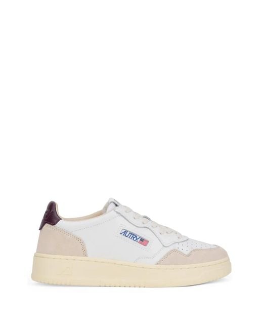 Autry White Medalist Suede-Panelled Sneakers for men