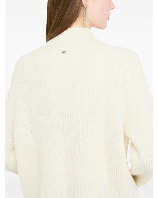 Liu Jo White High-Neck Embellished Sweater