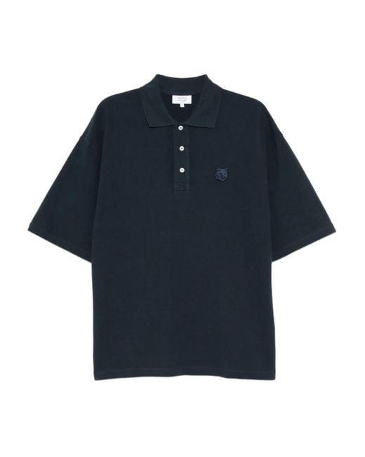Maison Kitsuné Poloshirt Met Vossenkop-Patch in het Blue voor heren