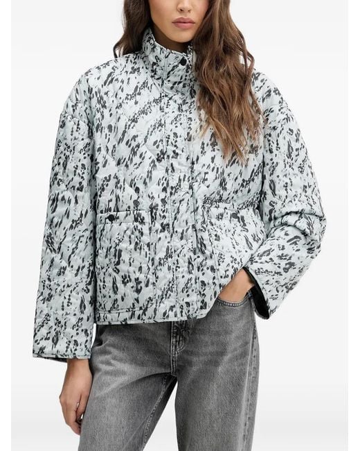Karl Lagerfeld Gray Patterned Quilted Jacket