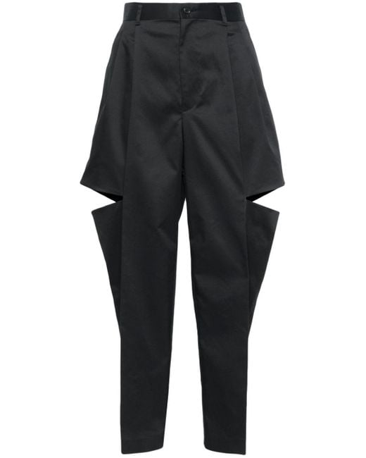 Noir Kei Ninomiya Black Pleated Cut-out Straight Trousers