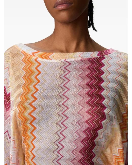 Missoni Pink Zigzag-Pattern Mini Dress