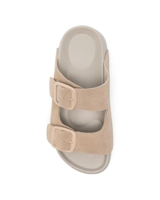 SERGIO MORETTI FIRENZE White Buckle-Fastening Suede Sandals