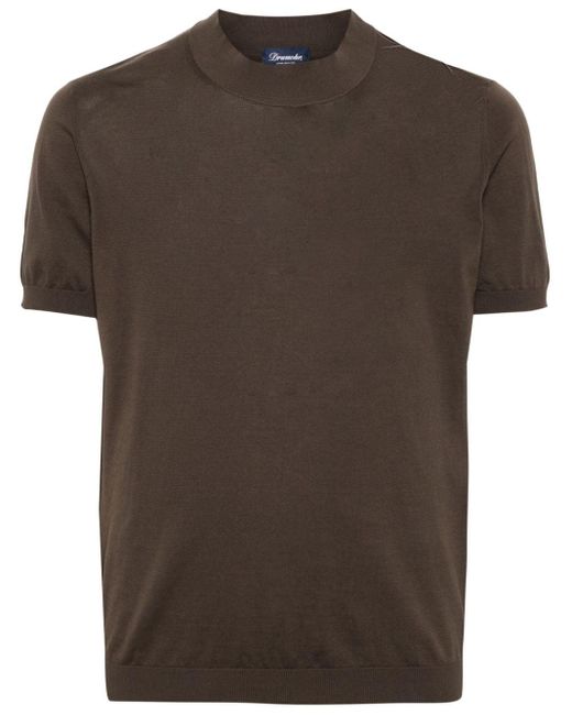 Drumohr Fijngebreid T-shirt in het Brown voor heren