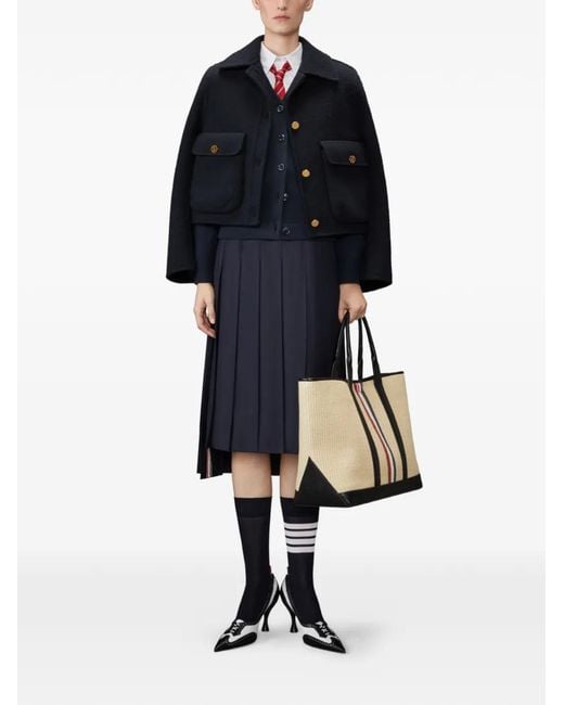 Thom Browne Blue Bell-Sleeve Wool Jacket