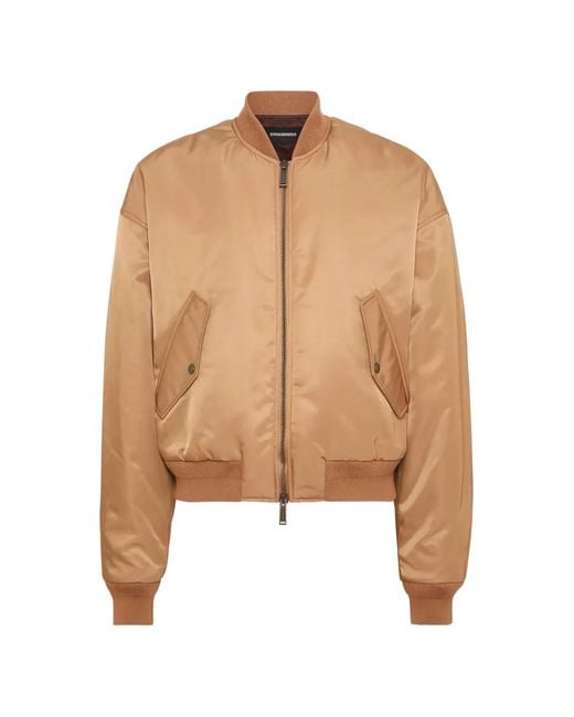 DSquared² Natural Long-Sleeve Furry Bomber Jacket for men