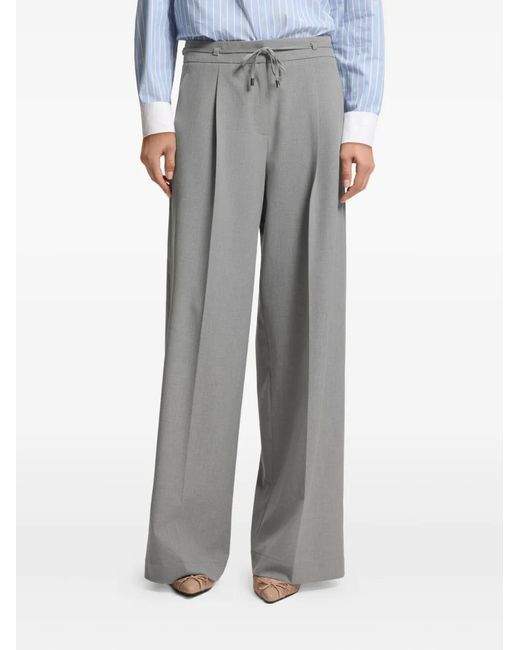 HUGO Gray Drawstring-Fastening Pleated Trousers