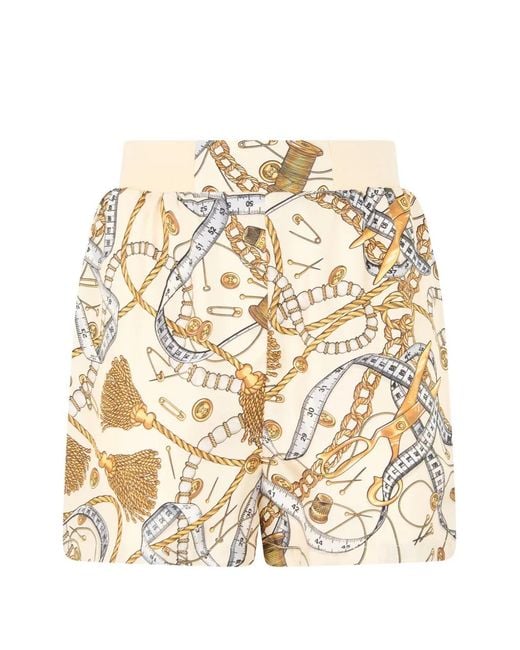 Moschino Natural Tassel-Print Shorts