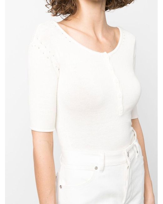 Sportmax White Knitted Henley Top