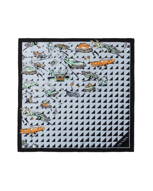 Prada Black Silk Lipstick Triangle Scarf