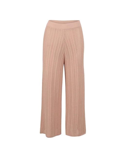Baobab White Pointelle-Knit Wide-Leg Trousers
