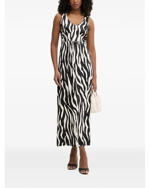 Morgan White Zebra-Print Lace-Up Maxi Dress