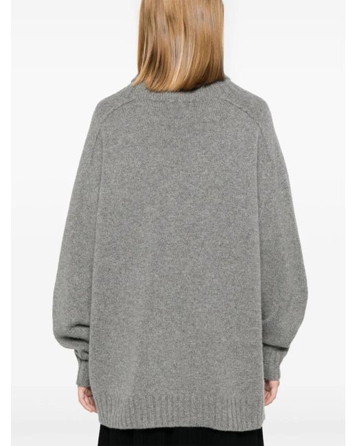 Bompard Gray Hammer-Sleeve Round-Neck Sweater