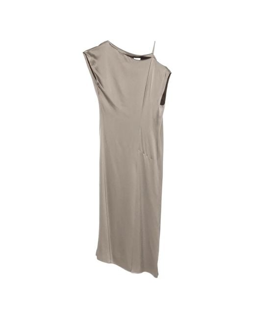 Alysi Gray Asymmetrical Strap Dress