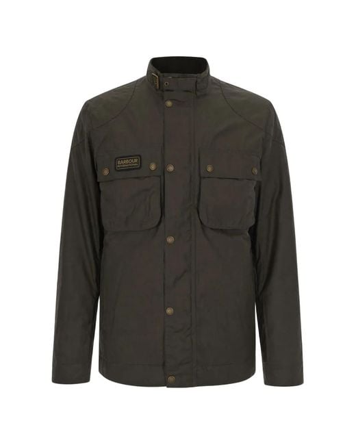 Barbour Black Merton Buckled-Collar Waxed-Cotton Jacket for men