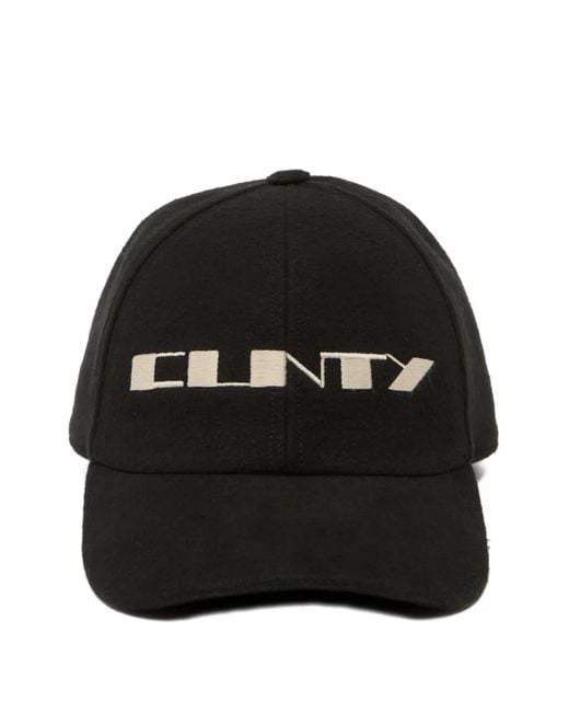 Rick Owens Black Embroidered Baseball Cap