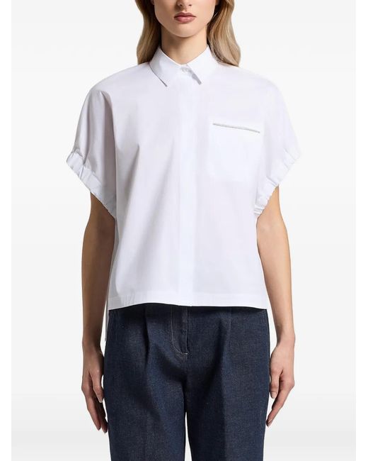 Peserico White Pocket Ruffled Shirt
