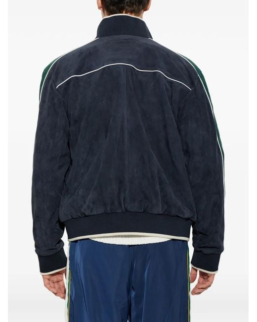 Casablanca Blue Monogram-Pattern Suede Sport Jacket for men