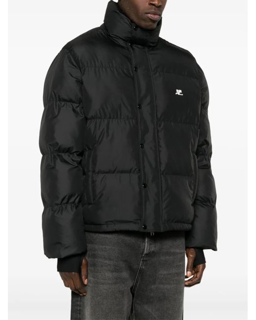 Courreges Black Logo-Embroidered Puffer Jacket