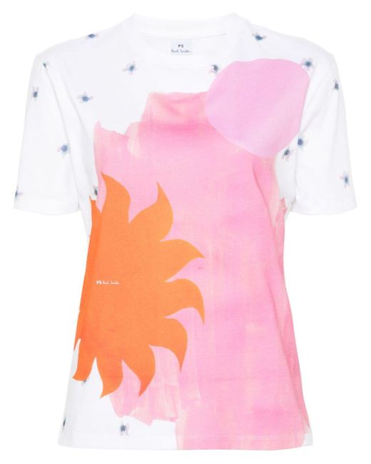 PS by Paul Smith T-shirt Met Bloemenprint in het Pink