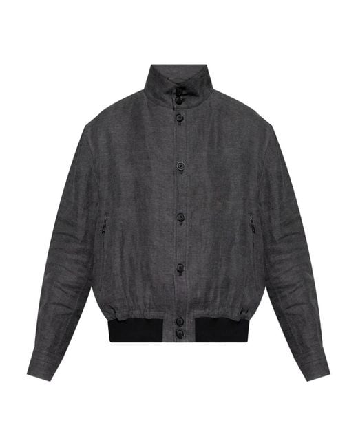Chaqueta Con Cuello Alzado Y Botones Giorgio Armani de hombre de color Gray