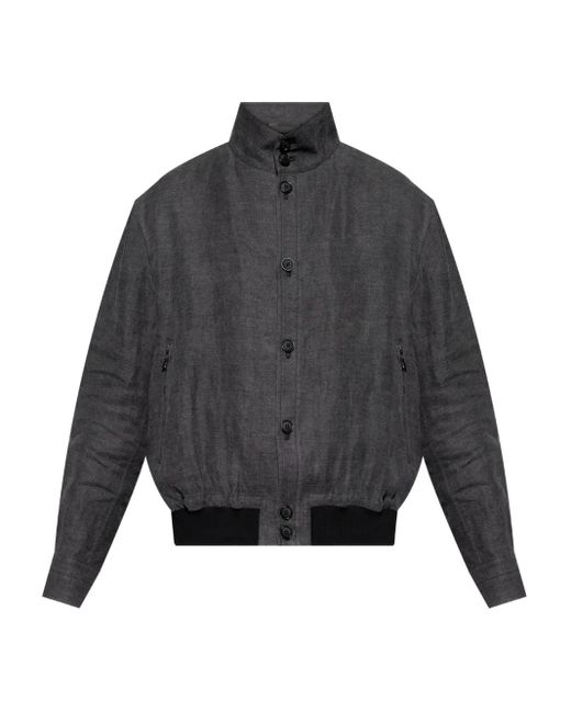 Giorgio Armani Gray Button-Up Bomber Jacket for men