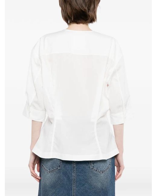 JNBY White Draped-Waist Cotton Jacket
