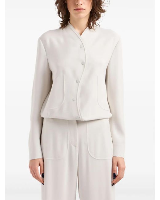 Giorgio Armani White Collarless Drop-Shoulder Jacket