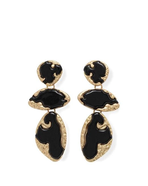 Lola Casademunt Black Hammered-Effect Drop Earrings