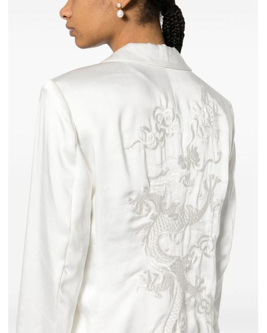 P.A.R.O.S.H. White Dragon-embroidered Twill Blazer