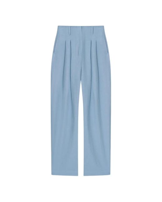 Nanushka Blue Pantalon En Lin Hettie À Design Plissé