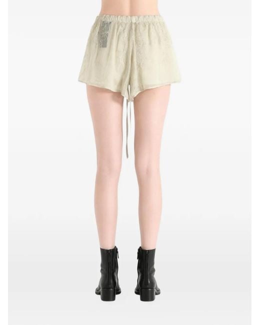 Ann Demeulemeester Natural Nisa Embroidered Drawstring Shorts