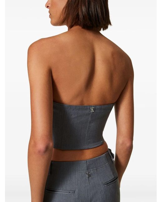 Twinset Gray Bustier-Neck Top