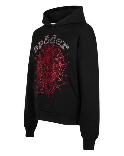 Sp5der Rhinestone Og Web V2 Hoodie in Black for Men | Lyst