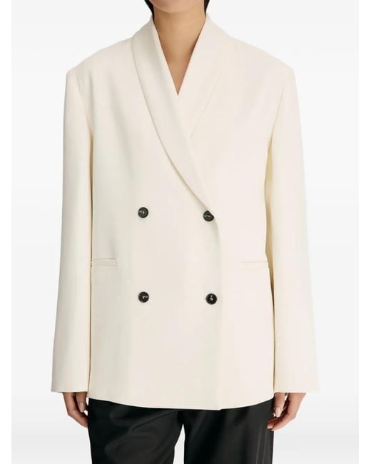 Loulou de Saison Natural Sira Double-Breasted Shawl-Collar Jacket