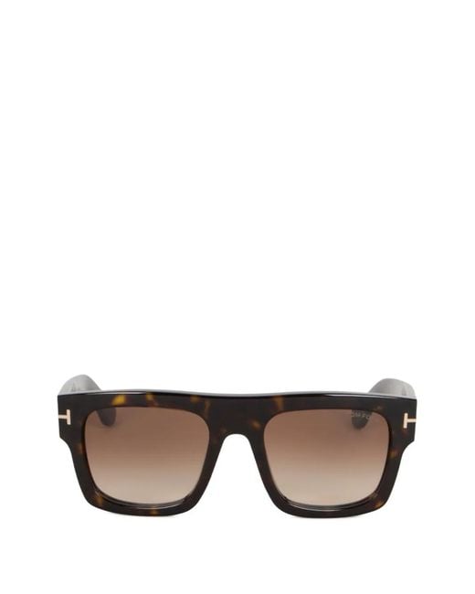 Tom Ford Gray Renee Tortoiseshell-Effect Square-Frame Sunglasses