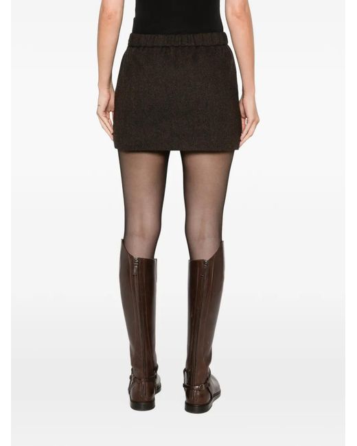Maje Black Herringbone-Pattern Button-Detail Mini Skirt