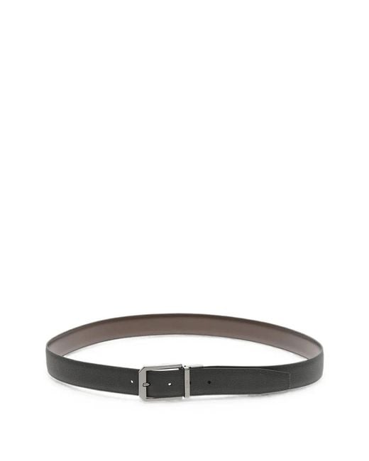 Zegna Gray Reversible Hammered Leather Belt for men