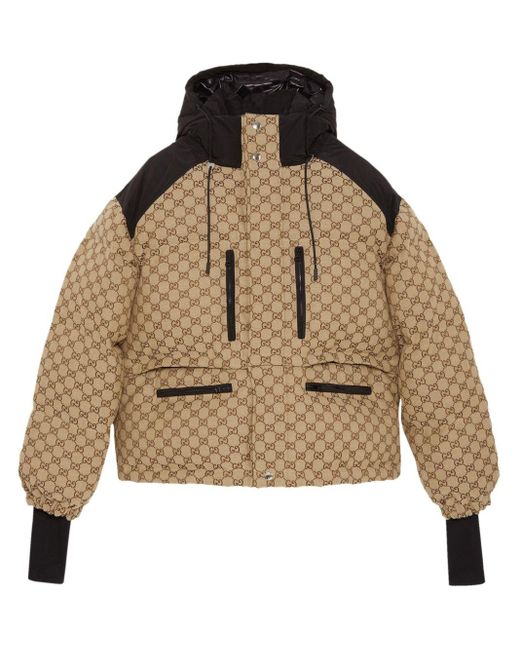 Gucci Natural High-neck Monogram-pattern Cotton-blend Down Jacket