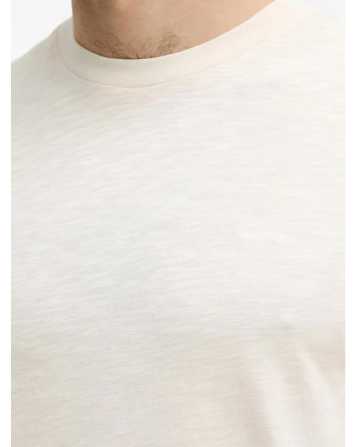 Gant White Slub-Texture Logo-Embroidered T-Shirt for men
