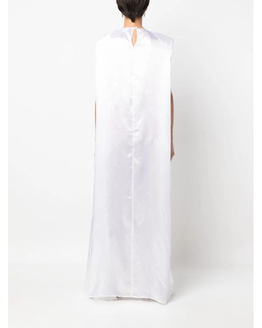 Vetements White Logo-Print Floor-Length Dress